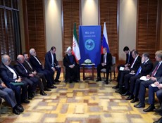 لقاء الرئيس روحاني و نظيره الروسي على هامش قمة منظمة شانغهاي